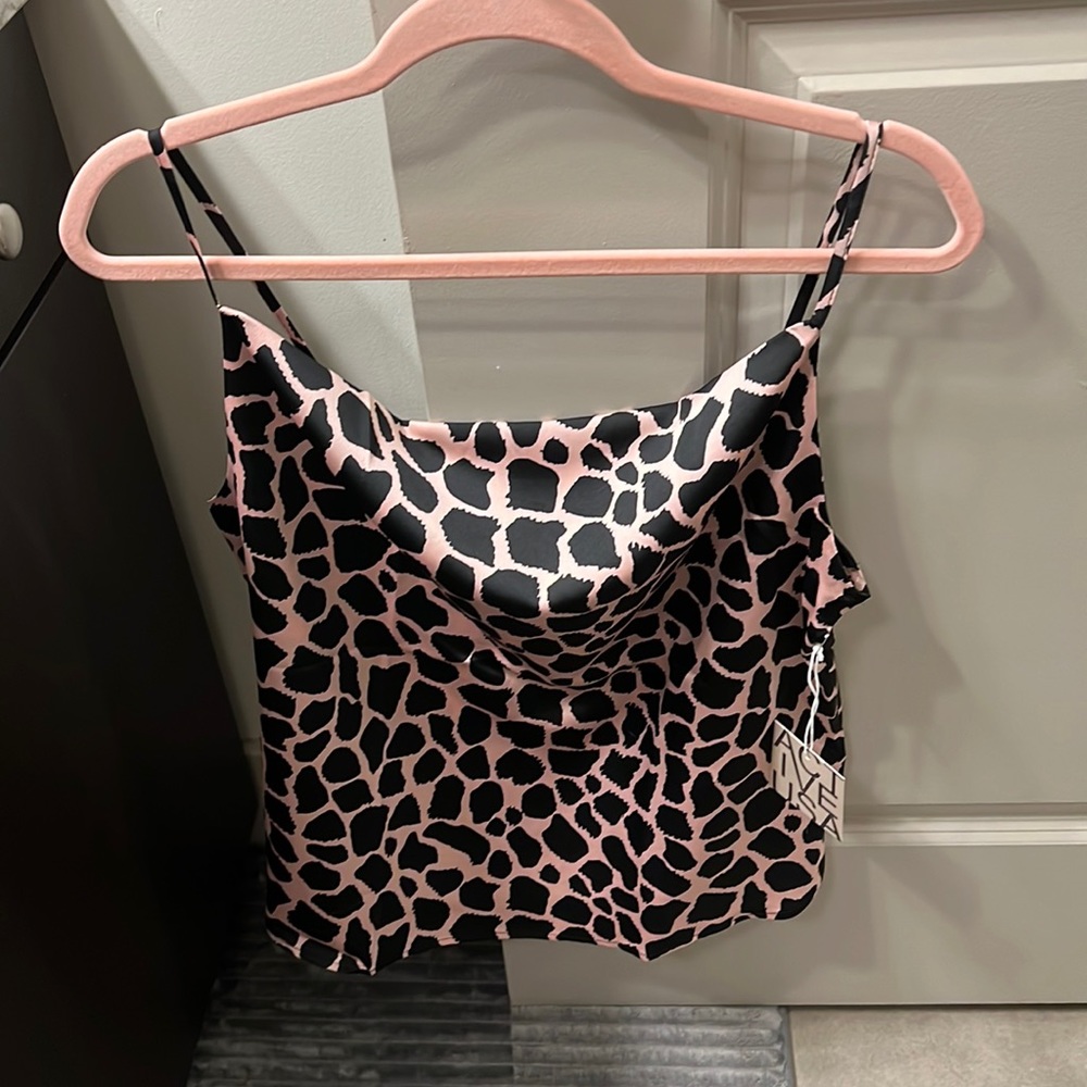 Pink and black polka dot Top